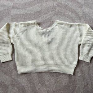 LULU'S REVERSIBLE WHITE SWEATER WITH BALLOON SLEEVES